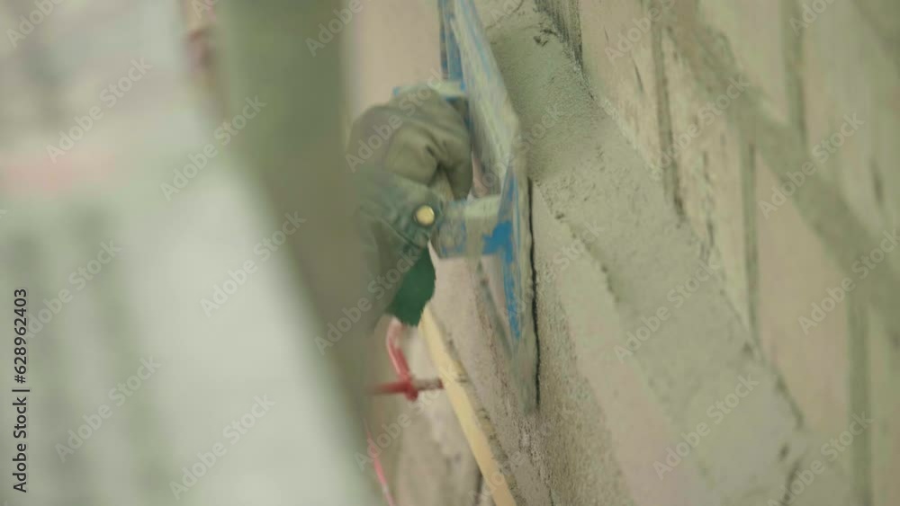 Closeup video of the process of wall plastering Closeup video of the process of wall plastering