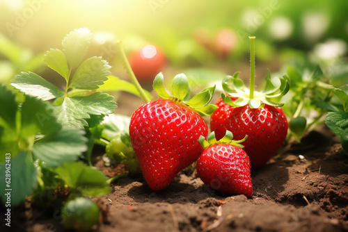 strawberries in natural background  generative ai 