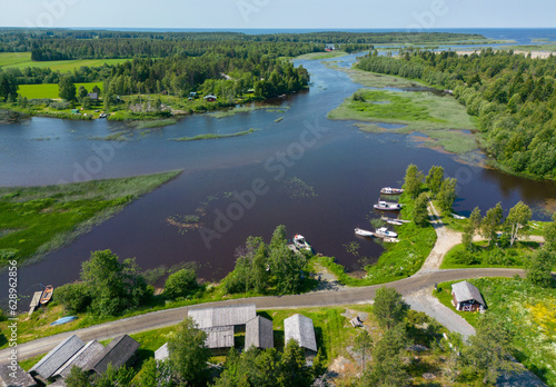 Aerial view of Pyhäjoki river in Finland
