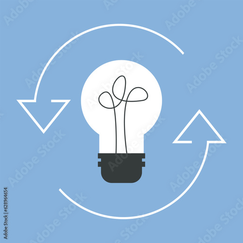 a black light bulb with a white background. a quick hint sign. flat stroke, linear, simple, trendy, modern, effective design element vector illustration. on a colored background. there is animation.