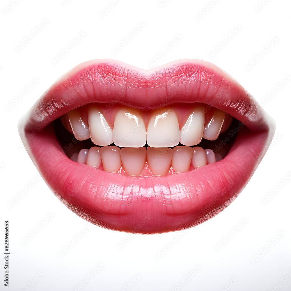 Obraz premium smiling mouth with lip. Generated Ai