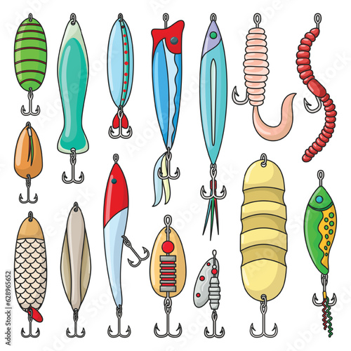 Tackle of bait vector color icon. Isolated color set icon crankbait.Vector illustration tackle of bait on white background .