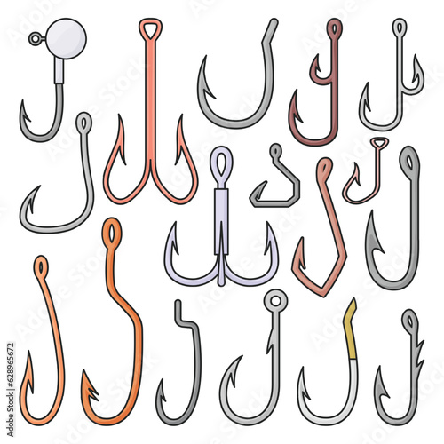 Fish hook vector color icon. Isolated color set icon fishing trap.Vector illustration fish hook on white background .