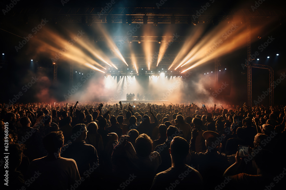 crowd of people at a Ultra modern live event, concert, or ceremony, generative ai 