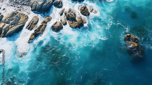 Aerial view of sea waves and fantastic Rocky coast © ckybe