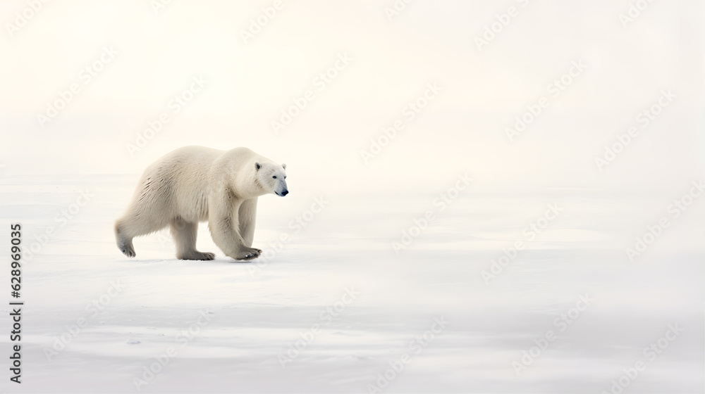 In the vast expanse of the Arctic tundra, a solitary Polar Bear traverses the icy terrain, its pure white fur blending seamlessly with the snow-covered landscape. In the vast expanse of the Arctic tundra, a solitary Polar Bear traverses the icy terrain, its pure white fur blending seamlessly with the snow-covered landscape.