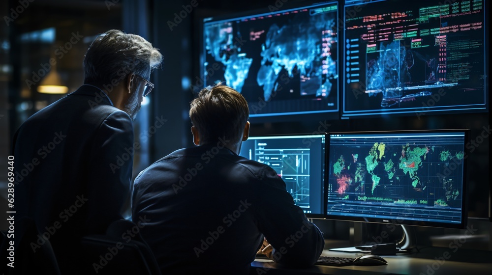 Traders or analysts designing and testing algorithmic trading strategies using AI algorithms and machine learning techniques, highlighting the complexity and precision involved