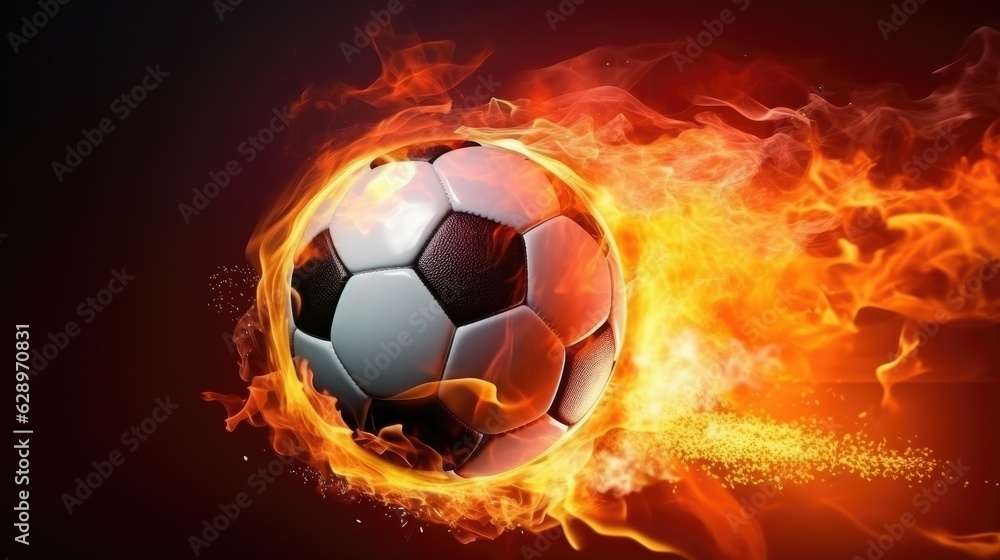 Obraz premium a ball burning from a strong blow from a player