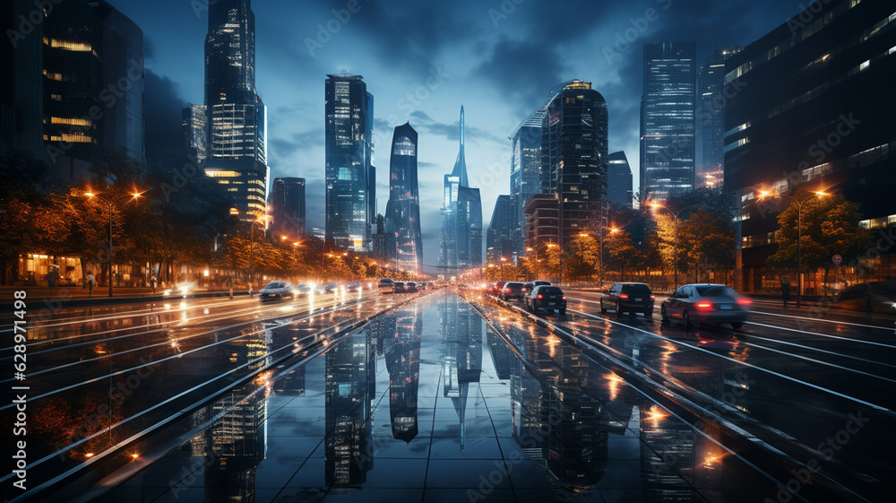 traffic in the city at dusk.generative ai traffic in the city at dusk.generative ai