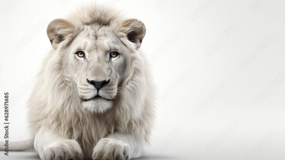 portrait of a beautiful white lion.generative ai
