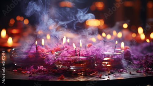 burning candles and magic stuff.generative ai