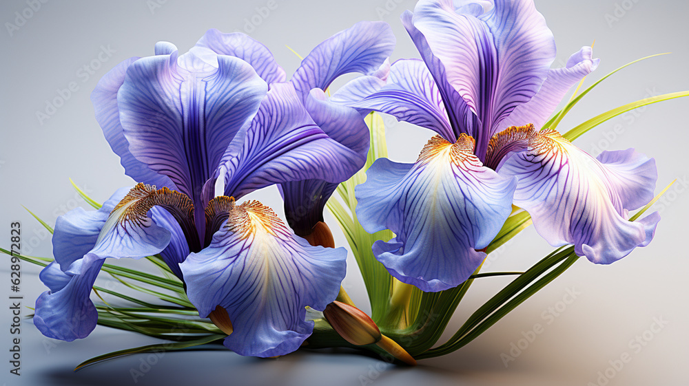 iris flower on white background.generative ai
