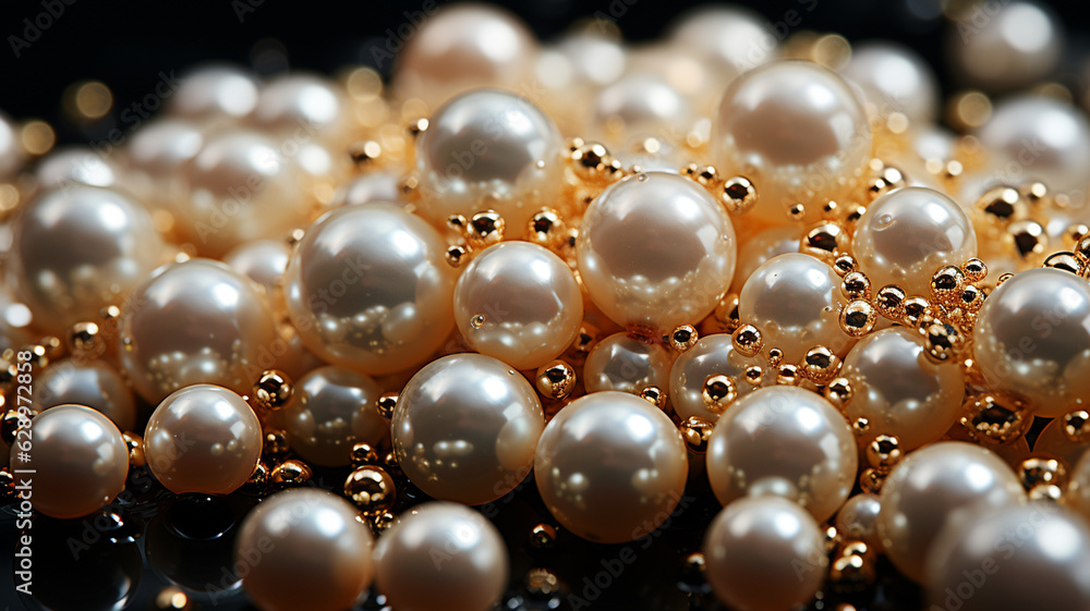 beautiful pearls on black background.generative ai beautiful pearls on black background.generative ai