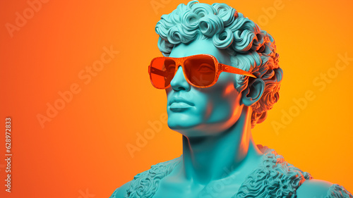 Bust of a young handsome man in sunglasses. modern Art. Generative AI illustrator photo