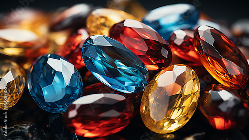 colorful crystal jewelry with diamonds.generative ai