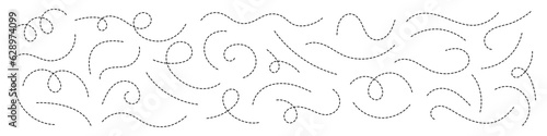 Hand drawn curve dotted line vector set. photo