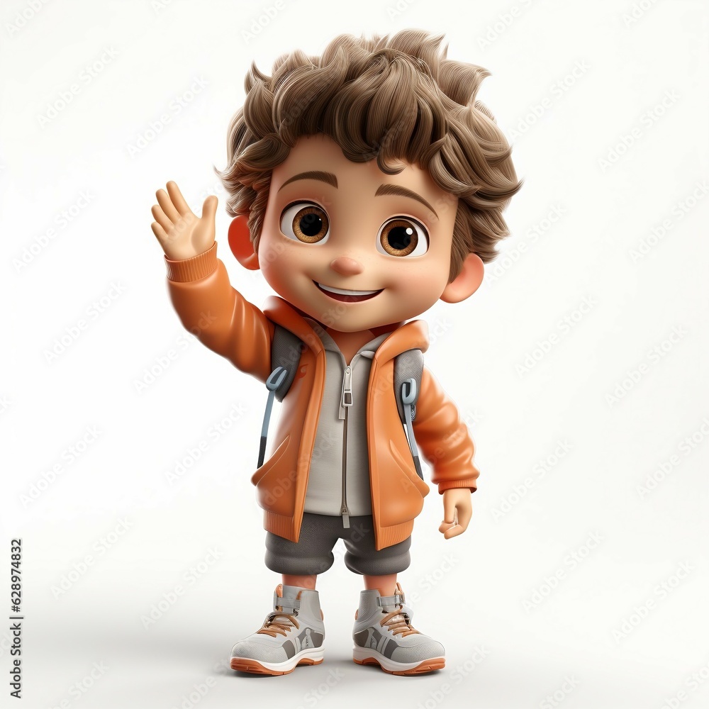 A Little boys standing hands on full-body with orange tshirt A Little boys standing hands on full-body with orange tshirt