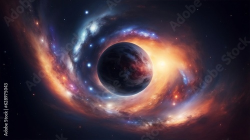 A planet behind with galexy cosmic wallpaper, Cosmic beauty, dark background 16:9
