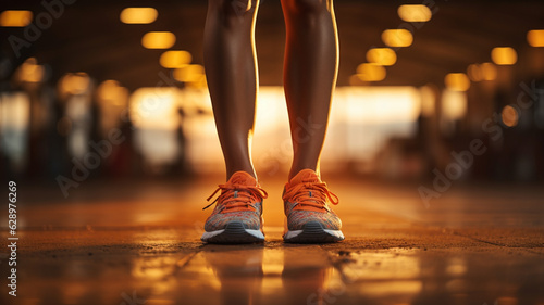 woman in shoes on the background of the stadium.generative ai