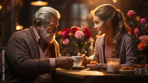 young couple with tea.generative ai