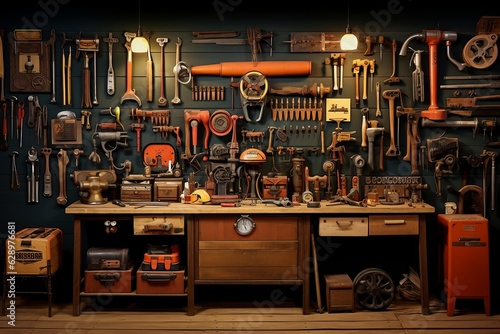 Tela Antique Garage Tools. AI