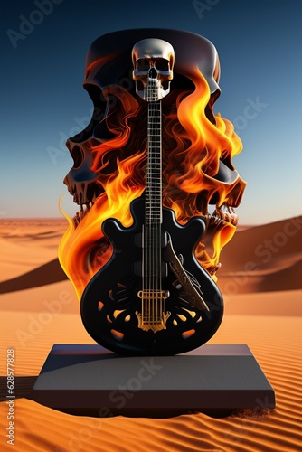 guitar and fire