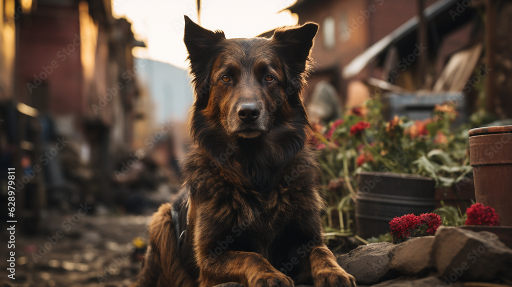 dog sitting in the park.generative ai dog sitting in the park.generative ai