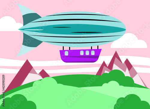 Transport flat blimp illustration