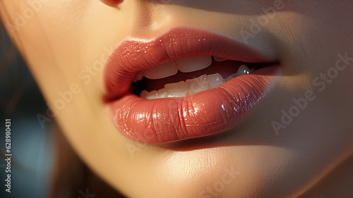 closeup of beautiful lips.generative ai