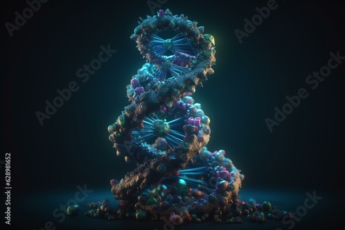 3D model showing the structure of DNA double helix and molecule. Generative AI