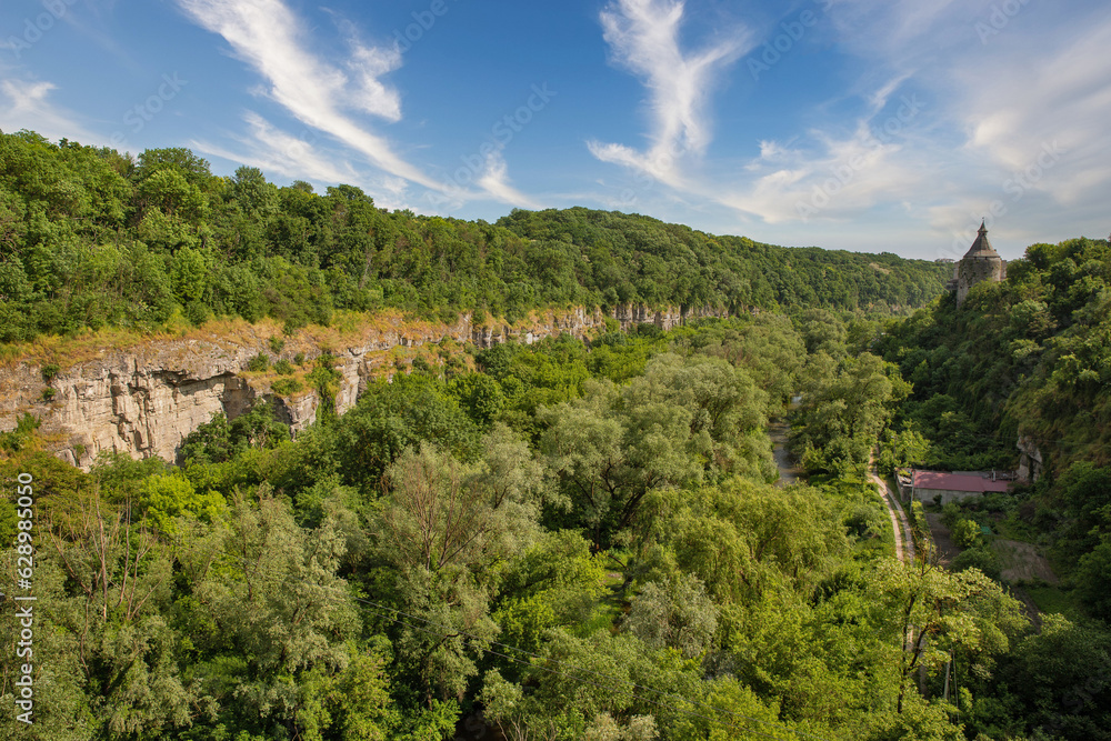 Smotrych river canyon in Kamianets-Podilskyi, Ukraine.