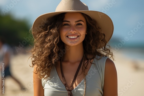 woman with straw hat on the...