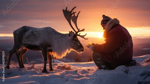 santa with deer