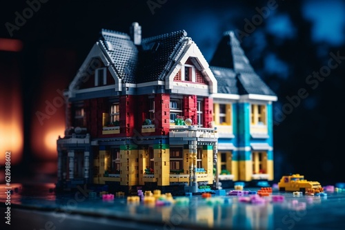 House made of colorful Bricks. Generative AI