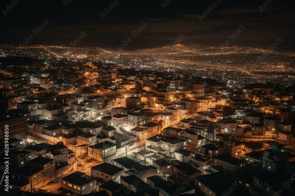 Night time aerial view of Tijuana. Generative AI