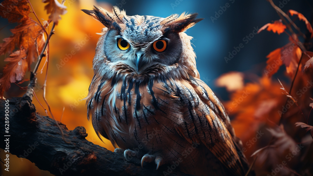 portrait beautiful owl on a branch.generative ai portrait beautiful owl on a branch.generative ai