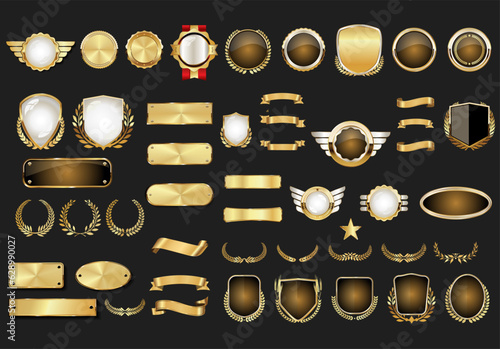 Empty golden labels retro vintage design collection 