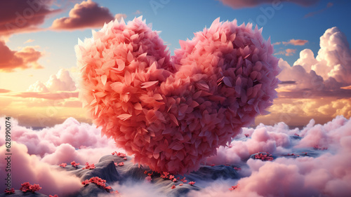 heart shape in the sky with a colorful clouds.generative ai