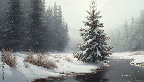 Norway_spruce_stands_tall_beside_a_stream 