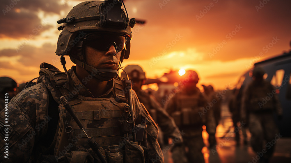 soldiers with weapons in action.generative ai soldiers with weapons in action.generative ai