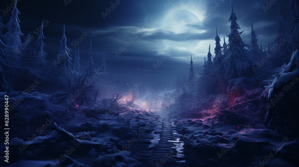 night sky with stars and trees, fantasy background.generative ai night sky with stars and trees, fantasy background.generative ai