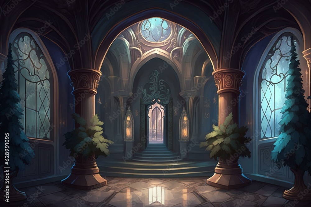 Background of a luxurious palace fit for elves. Generative AI