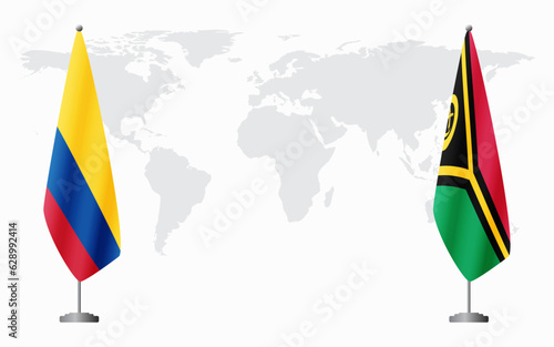 Colombia and Vanuatu flags for official meeting