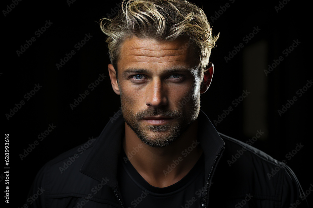 Generative ai studio portrait of handsom blond man on colour background Generative ai studio portrait of handsom blond man on colour background