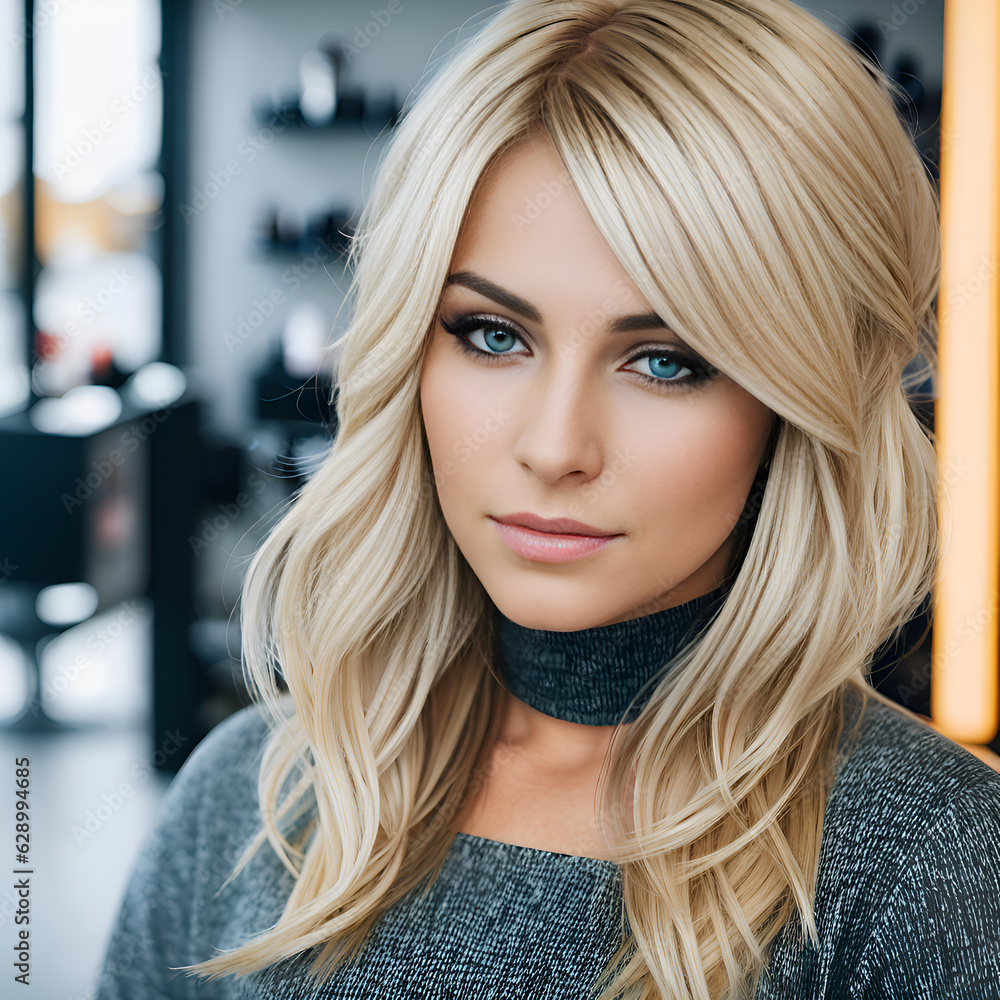 Blonde with professional haircut Blonde with professional haircut