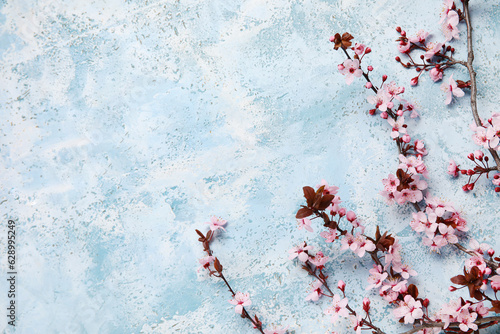 Blooming branches on grunge background