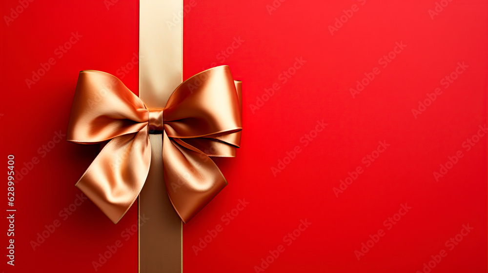 Red background with golden bow on top Red background with golden bow on top