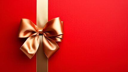Red background with golden bow on top