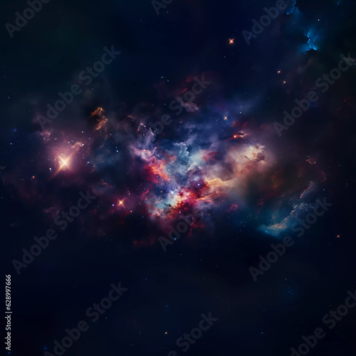 Cosmic voyage  celestial dance of space scene with swirling galaxy  nebula  and distant planet  power and energy of swirling galaxies and dark matter in space  ai generated