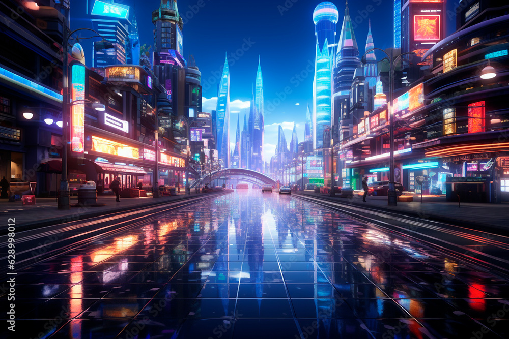 futuristic city scene. abstract background,Generative AI	